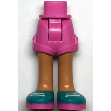 dark pink mini doll hips and shorts with nougat legs and dark turquoise shoes with dark pink soles and white laces pattern - thick hinge
