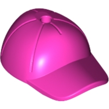 dark pink minifigure headgear cap - short curved bill with seams and hole on top