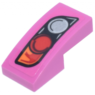 dark pink slope curved 2 x 1 x 2 3 with silver and red taillights and orange blinker pattern model left side sticker - set 77241