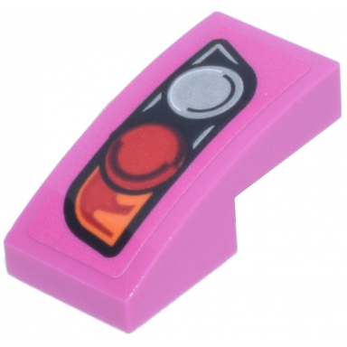 dark pink slope curved 2 x 1 x 2 3 with silver and red taillights and orange blinker pattern model right side sticker - set 77241