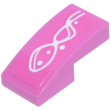 dark pink slope curved 2 x 1 x 2 3 with white curved lines and dots pattern model left side sticker - set 77241