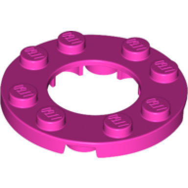 dark pink plate round 4 x 4 with 2 x 2 round open center