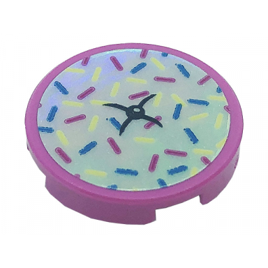 dark pink tile round 2 x 2 with bottom stud holder with cushion and black button pattern sticker - set 41366