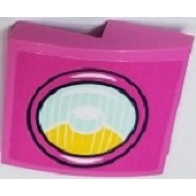 dark pink slope curved 2 x 2 x 2 3 with bright light orange and light aqua headlight pattern model left side sticker - set 41430