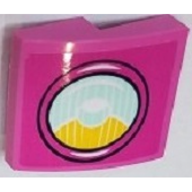 dark pink slope curved 2 x 2 x 2 3 with bright light orange and light aqua headlight pattern model right side sticker - set 41430