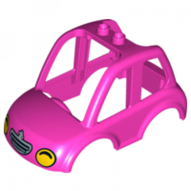 dark pink duplo car body high cab 2 top studs with yellow headlights and grille pattern