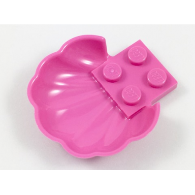 dark pink clam scallop shell with 4 studs