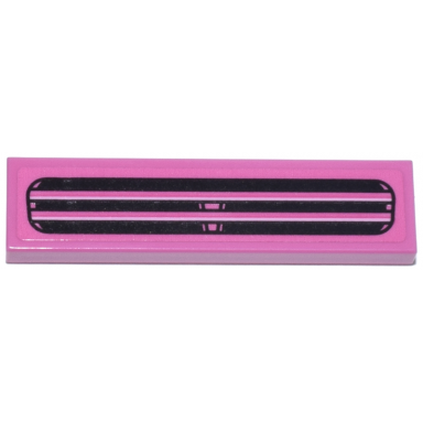 dark pink tile 1 x 4 with black vehicle grille pattern sticker - set 77241