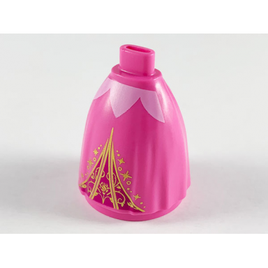dark pink mini doll skirt long full with magenta triangle and gold filigree pattern aurora