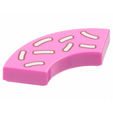 dark pink tile round corner 2 x 2 macaroni with white sprinkles pattern