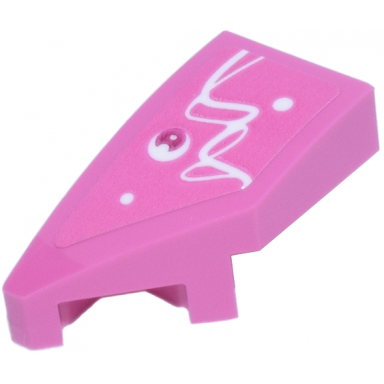 dark pink wedge 2 x 1 x 2 3 left with white curved lines and dots and magenta circle pattern sticker - set 77241