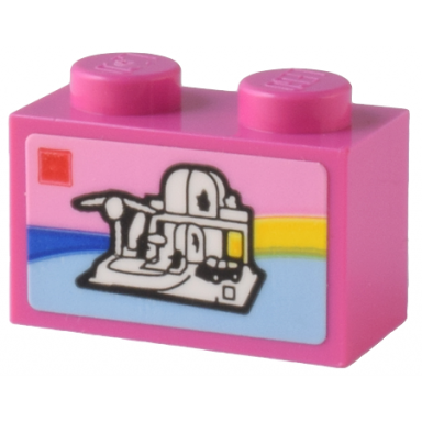 dark pink brick 1 x 2 with lego paradisa set 6416 poolside paradise box art pattern sticker - set 80036