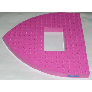 dark pink boat bow brick 16 x 16 x 1 with 4 x 6 cutout with belville pattern sticker - set 5848