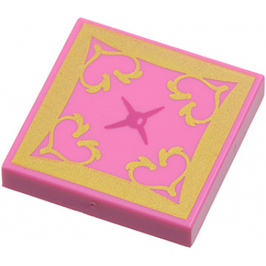 dark pink tile 2 x 2 with gold and magenta oriental cushion pattern