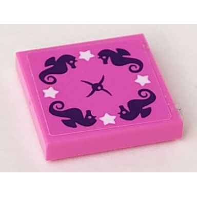 dark pink tile 2 x 2 with 4 white stars and cushion button pattern sticker - set 41313