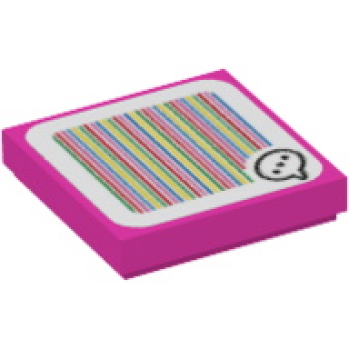 dark pink tile 2 x 2 with super mario scanner code toadette speech bubble with ellipsis pattern sticker - set 71368