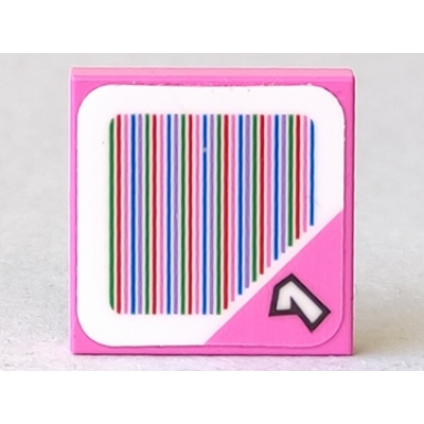 dark pink tile 2 x 2 with super mario scanner code number 1 block pattern sticker - sets 71368 71398