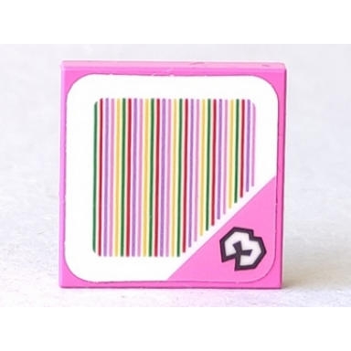 dark pink tile 2 x 2 with super mario scanner code number 3 block pattern sticker - sets 71368 71398