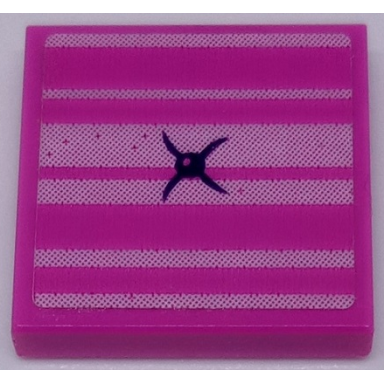 dark pink tile 2 x 2 with cushion button and bright pink stripes on dark pink background pattern sticker - set 41339