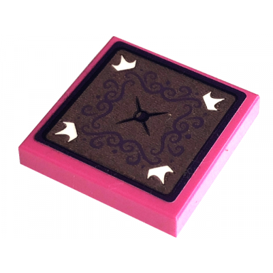 dark pink tile 2 x 2 with white crowns bright pink cushion with dark blue button and medium lavender stitching pattern sticker - set 43195