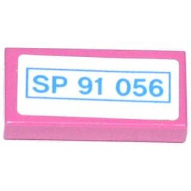 dark pink tile 1 x 2 with sp 91 056 pattern sticker - set 70804