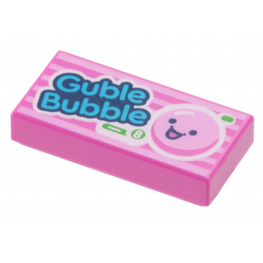 dark pink tile 1 x 2 with medium azure guble bubble white number 8 in green circle and bright pink bubble with face pattern