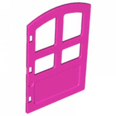 dark pink duplo door window pane 1 x 4 x 4 with 4 different size panes and curved top