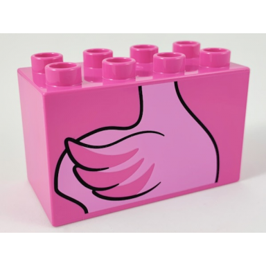 dark pink duplo brick 2 x 4 x 2 with flamingo body pattern