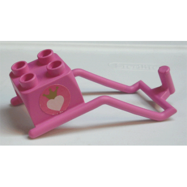 dark pink duplo animal accessory horse harness with heart and crown pattern on both sides stickers - set 4828