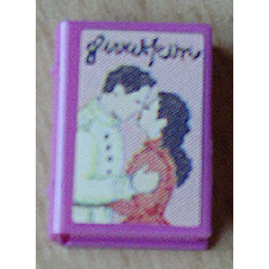 dark pink minifigure utensil book 2 x 3 with man and woman kissing pattern sticker - sets 3108 3290