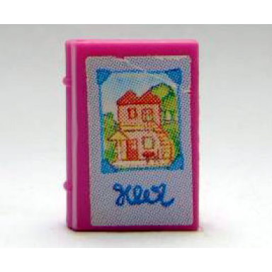 dark pink minifigure utensil book 2 x 3 with house picture photo album pattern stickers - set 3119
