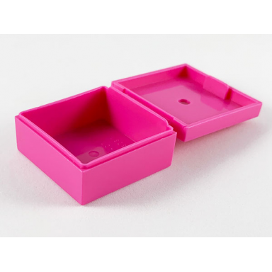 dark pink container box 3 1 2 x 3 1 2 x 1 1 3 with hinged lid