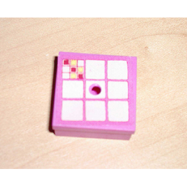 dark pink container box 3 1 2 x 3 1 2 x 1 1 3 with hinged lid with 9 white squares pattern sticker - set 3117