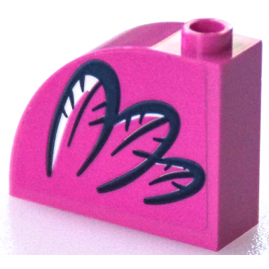 dark pink slope curved 3 x 1 x 2 with hollow stud with 3 dark blue feathers with white highlights pattern model left side sticker - set 41433