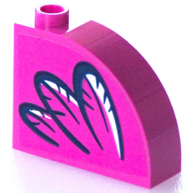 dark pink slope curved 3 x 1 x 2 with hollow stud with 3 dark blue feathers with white highlights pattern model right side sticker - set 41433