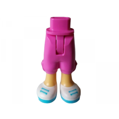 dark pink mini doll hips and trousers cropped with medium tan legs and white shoes with medium azure soles and laces pattern - thin hinge