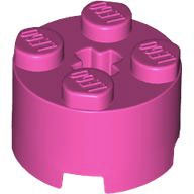 dark pink brick round 2 x 2 with axle hole