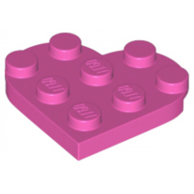 dark pink plate round 3 x 3 heart