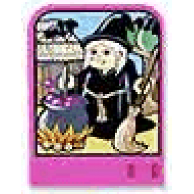story builder pink palace card with witch in black dress pattern