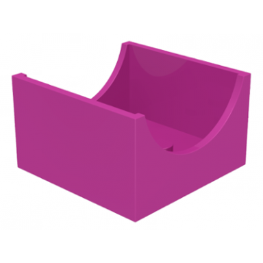 dark pink container box 4 x 4 x 2 bottom with semicircle cutout ends