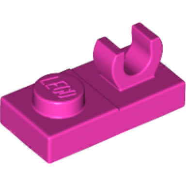 dark pink plate modified 1 x 2 with open o clip on top