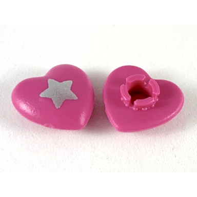 dark pink clikits icon heart 2 x 2 small with pin frosted with silver star pattern