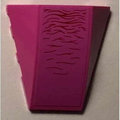 dark pink wedge 4 x 4 triple curved no studs with red wavy lines abilisk skin pattern sticker - set 76081