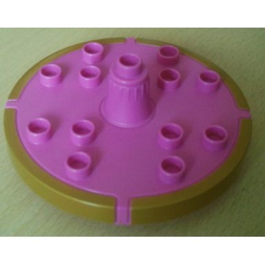 dark pink duplo merry-go-round small with pearl gold rim pattern