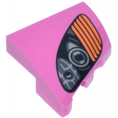 dark pink wedge 2 x 2 x 2 3 left with black silver and dark silver headlights and orange blinker pattern