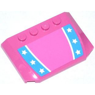 dark pink wedge 4 x 6 x 2 3 triple curved with blue stripes with stars pattern sticker - set 70804