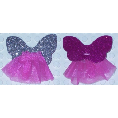 dark pink belville clothes fairy skirt - sheer with wings glitter silver on front glitter pink on back