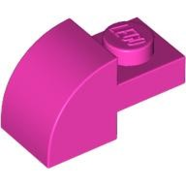 dark pink slope curved 2 x 1 with recessed stud