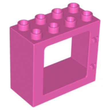 dark pink duplo door window frame 2 x 4 x 3 flat front surface completely open back