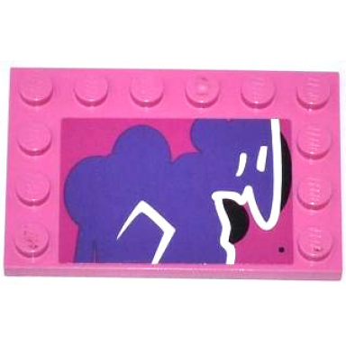 dark pink tile modified 4 x 6 with studs on edges with graffiti tag pattern model right side sticker - set 79104